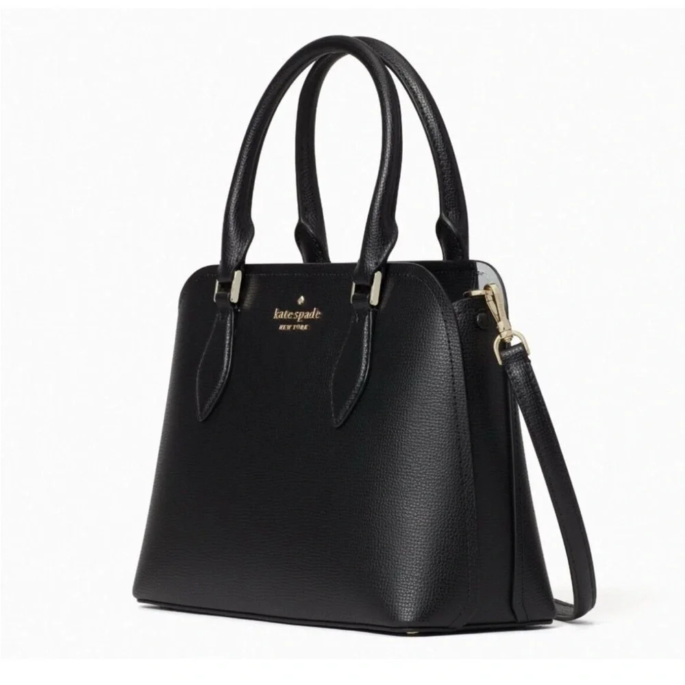 New Kate Spade Crosbody Satchel Leather Black Handbag Darcy